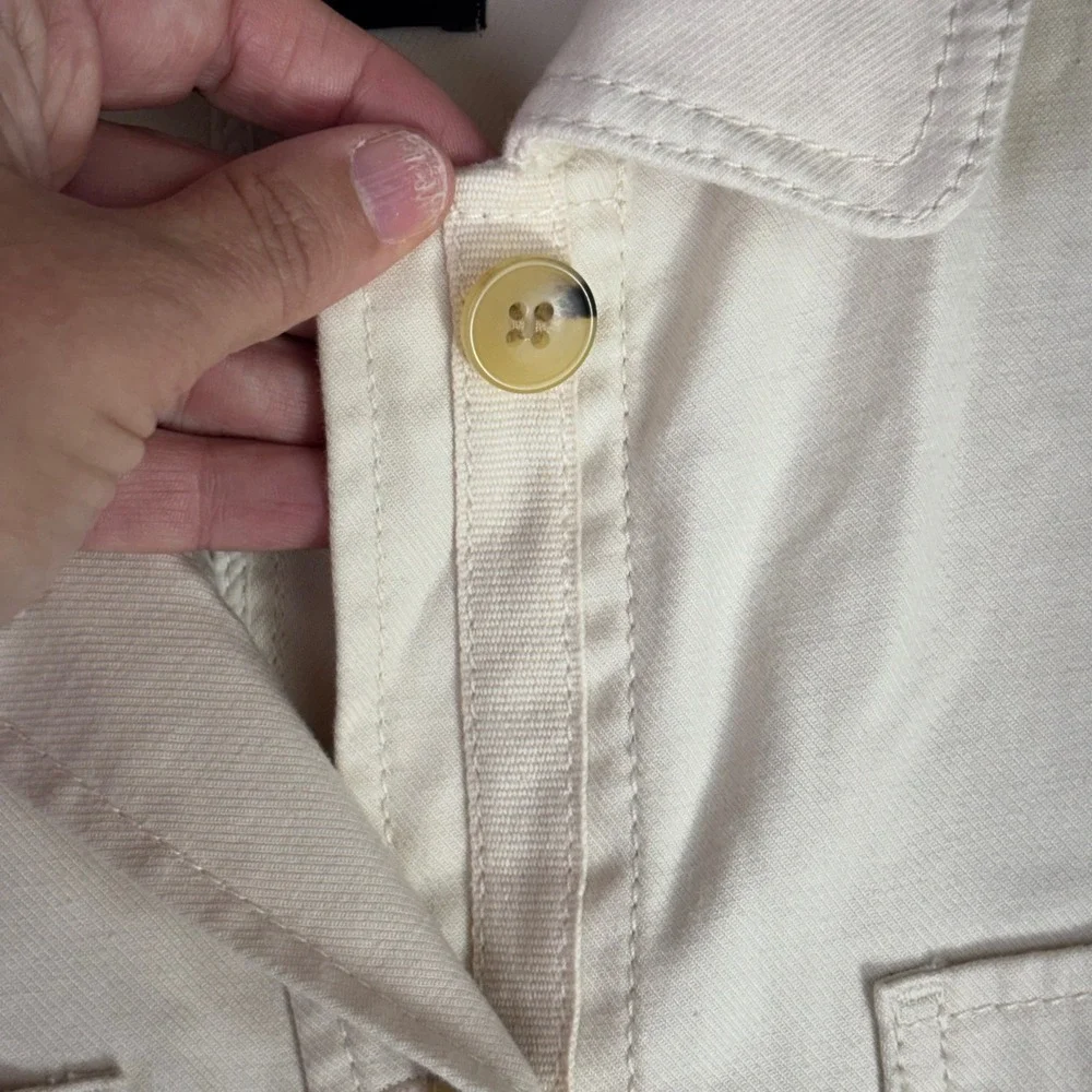 Talbots Petite Ivory Cotton Tencel Utility Field Jacket Cream Size MP Medium